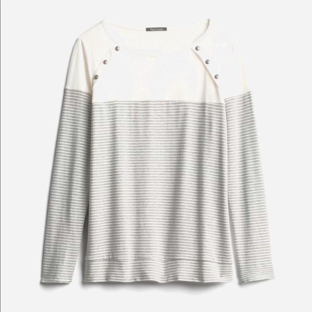 NWT Pink Clover Luna Button Detail Brushed Knit Top